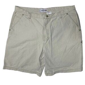 TIMBERLAND PRO‎ SERIES Heavy Duty Cargo Shorts Men's 42 Tan Cotton Twill *FLAW*